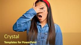  Presentation with denim - PPT theme enhanced with young-beautiful-asian-woman-wearing background and a tawny brown colored foreground