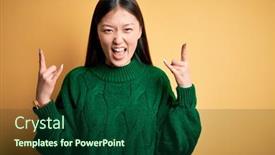  Presentation with green star - Audience pleasing slides consisting of young-beautiful-asian-woman-wearing backdrop and a forest green colored foreground