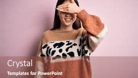  Presentation with hand print - PPT layouts featuring young-beautiful-asian-woman-wearing background and a tawny brown colored foreground