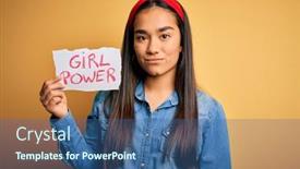  Presentation with girl power - Audience pleasing slide deck consisting of young-beautiful-asian-woman-wearing backdrop and a ocean colored foreground