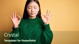  Presentation with meditation green - PPT layouts enhanced with young-beautiful-asian-woman-wearing background and a forest green colored foreground
