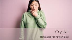  Presentation with pink green - Slide deck featuring young-beautiful-asian-woman-wearing background and a lemonade colored foreground