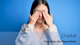  Presentation with blue eyes - PPT theme enhanced with young-beautiful-asian-woman-wearing background and a light blue colored foreground