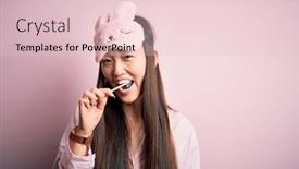  Presentation with tooth paste - Cool new PPT theme with young-beautiful-asian-woman-wearing backdrop and a lemonade colored foreground