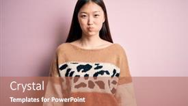  Presentation with funny animal - Presentation theme consisting of young-beautiful-asian-woman-wearing background and a coral colored foreground