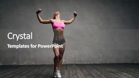  Presentation with big violin sympfonic studio - Presentation theme with young beautiful athlete is posing background and a  colored foreground