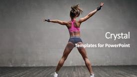  Presentation with tv studio - Audience pleasing presentation theme consisting of young beautiful athlete is posing backdrop and a  colored foreground