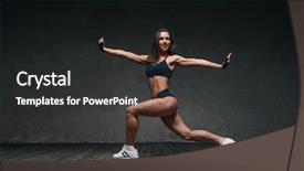  Presentation with studio audio tape - Presentation theme with young beautiful athlete is posing background and a  colored foreground