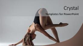  Presentation with studio analoge tapes - PPT theme featuring young beautiful athlete is posing background and a  colored foreground