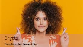  Presentation with hopeful - PPT theme with young-beautiful-attractive-curly-hopeful background and a coral colored foreground