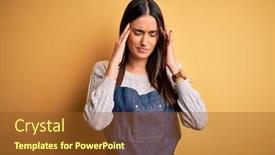  Presentation with migraine - Presentation design consisting of young-beautiful-baker-woman-wearing background and a tawny brown colored foreground