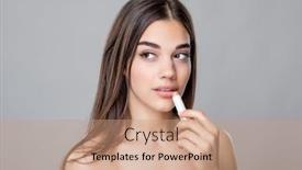  Presentation with lip balm - Presentation design enhanced with young-beautiful-beauty-woman-applying background and a coral colored foreground