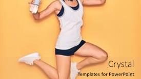  Presentation with water bottle - Beautiful theme featuring young-beautiful-biker-woman-wearing backdrop and a yellow colored foreground
