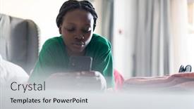  Presentation with black sea - Colorful slide set enhanced with young-beautiful-black-girl-using backdrop and a light gray colored foreground