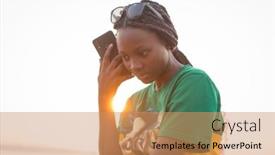  Presentation with black sea - Beautiful PPT theme featuring young-beautiful-black-girl-using backdrop and a coral colored foreground