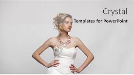  Presentation with white wedding - Cool new PPT theme with young beautiful blond girl with a wedding hairstyle portrait of the bride on a white background isolated backdrop and a light gray colored foreground