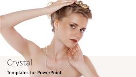  Presentation with wedding white - Cool new PPT theme with young beautiful blond girl with a wedding hairstyle portrait of the bride on a white background isolated backdrop and a soft green colored foreground