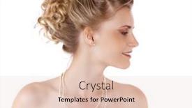  Presentation with wedding white - Colorful slide deck enhanced with young beautiful blond girl with a wedding hairstyle portrait of the bride on a white background isolated backdrop and a lemonade colored foreground