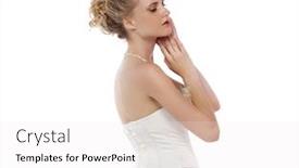  Presentation with wedding white - PPT theme featuring young beautiful blond girl with a wedding hairstyle portrait of the bride on a white background isolated background and a white colored foreground