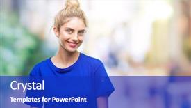  Presentation with blue eyes technology eye scan - PPT layouts consisting of young beautiful blonde and blue background and a royal blue colored foreground