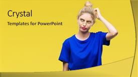  Presentation with blue eyes - Slides consisting of young beautiful blonde and blue background and a yellow colored foreground