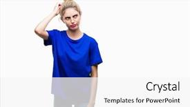  Presentation with blue eyes - Presentation theme consisting of young beautiful blonde and blue background and a white colored foreground