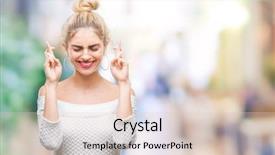  Presentation with blue eyes - Presentation theme having young beautiful blonde and blue background and a  colored foreground