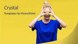  Presentation with blue eyes technology eye scan - PPT theme enhanced with young beautiful blonde and blue background and a  colored foreground