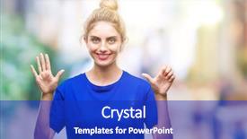  Presentation with blue eyes - Cool new slides with young beautiful blonde and blue backdrop and a royal blue colored foreground