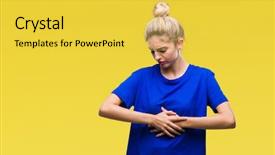  Presentation with blue eyes - Beautiful presentation design featuring young beautiful blonde and blue backdrop and a yellow colored foreground