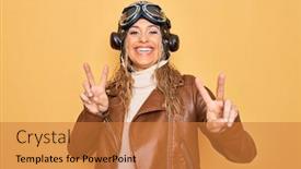  Presentation with pilot - Slide deck enhanced with young-beautiful-blonde-aviator-woman background and a gold colored foreground