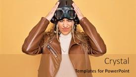  Presentation with pilot - Audience pleasing slide deck consisting of young-beautiful-blonde-aviator-woman backdrop and a gold colored foreground