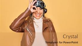  Presentation with pilot - Presentation consisting of young-beautiful-blonde-aviator-woman background and a coral colored foreground