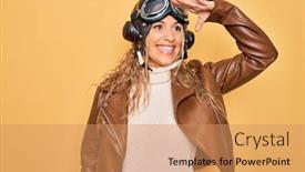  Presentation with pilot - Presentation consisting of young-beautiful-blonde-aviator-woman background and a coral colored foreground