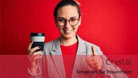  Presentation with coffe - Audience pleasing slide set consisting of young-beautiful-blonde-businesswoman backdrop and a red colored foreground