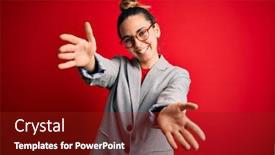  Presentation with hug - Cool new PPT theme with young-beautiful-blonde-businesswoman backdrop and a tawny brown colored foreground