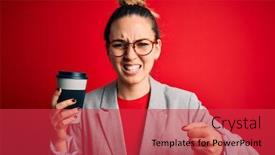  Presentation with coffe - Presentation consisting of young-beautiful-blonde-businesswoman background and a red colored foreground