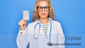  Presentation with cardiologist - Presentation theme having young-beautiful-blonde-cardiologist-woman background and a light blue colored foreground