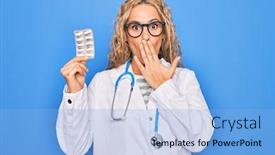  Presentation with cardiologist - Presentation consisting of young-beautiful-blonde-cardiologist-woman background and a light blue colored foreground