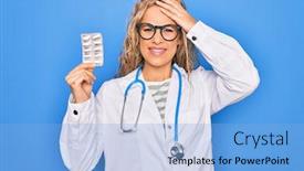  Presentation with cardiologist - Presentation theme consisting of young-beautiful-blonde-cardiologist-woman background and a light blue colored foreground