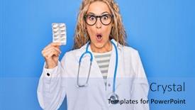  Presentation with cardiologist - Audience pleasing presentation consisting of young-beautiful-blonde-cardiologist-woman backdrop and a light blue colored foreground