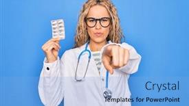  Presentation with cardiologist - Presentation theme featuring young-beautiful-blonde-cardiologist-woman background and a light blue colored foreground