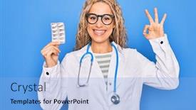  Presentation with cardiologist - Presentation featuring young-beautiful-blonde-cardiologist-woman background and a light blue colored foreground