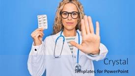  Presentation with cardiologist - Theme enhanced with young-beautiful-blonde-cardiologist-woman background and a light blue colored foreground