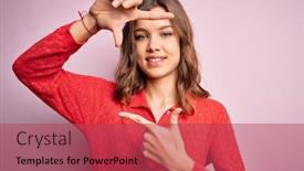  Presentation with frame pink - Presentation theme having young-beautiful-blonde-casual-girl background and a red colored foreground