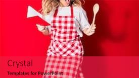  Presentation with recipe book - Cool new theme with young-beautiful-blonde-cook-woman backdrop and a red colored foreground