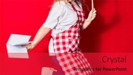  Presentation with recipe book - PPT layouts enhanced with young-beautiful-blonde-cook-woman background and a red colored foreground
