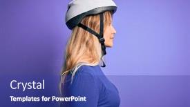  Presentation with cyclist - PPT layouts featuring young-beautiful-blonde-cyclist-woman background and a royal blue colored foreground
