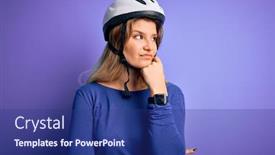  Presentation with cyclist - Slides featuring young-beautiful-blonde-cyclist-woman background and a navy blue colored foreground