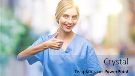  Presentation with hand surgeon - Audience pleasing PPT layouts consisting of young beautiful blonde doctor surgeon nurse woman over isolated background doing happy thumbs up gesture with hand approving expression looking at the camera with showing success backdrop and a light blue colored foreground